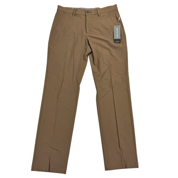 Michael Kors Mens Major Classic Fit Stretch Performance Pants Light Brown 30x30 - Picture 1 of 4